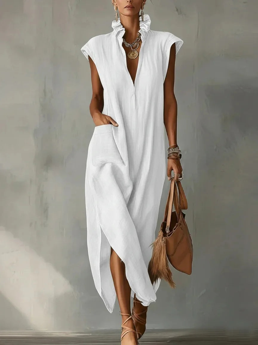Button Down Shirt Dress Solid Color a Line Sleeveless Office Work Wear Elegant Fashion Small MOQ Boutique Wholesale