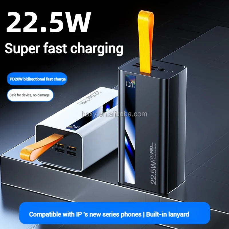 40000mAh Portable PowerBank with LED Digital Display 4USB Type-C Output USB C PD 22.5W Fast Charging Big Capacity Power Station