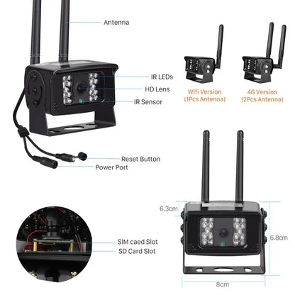 4G Sim Card Bus Rear Camera CCTV Security Cameras Fleet Security System with IR Night Vision