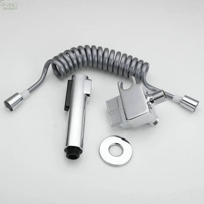 Classic Brass Dual Handle Chrome Handheld Soft Spray Bidet Shower Sprayer Tap Set Rain/Massage/Jet Patterns for Bathroom Use