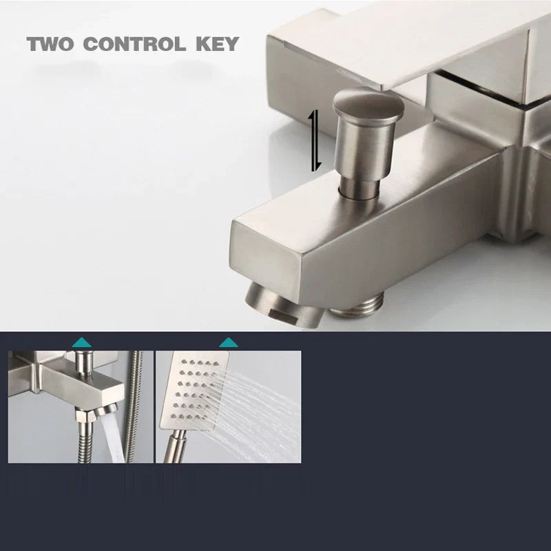 Bathroom Shower Faucet Stainless Steel Triple Bathtub Faucet Mixers Hot Cold Mixer Valve Nozzle Tap Wall Mounted Home Shower Set