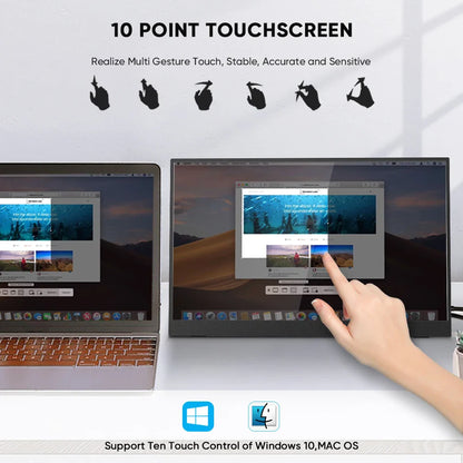 15.6 Inch FHD LCD Display Touch USB Dual Laptop Screen Extender with IPS Panel and Type C Interface Portable Monitor Stand