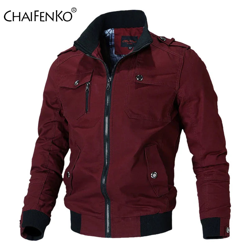 Bomber Jacket Men Fashion Casual Windbreaker Jacket Coat Men Spring Autumn New Hot Outwear Solid Stand Slim Jacket Mens