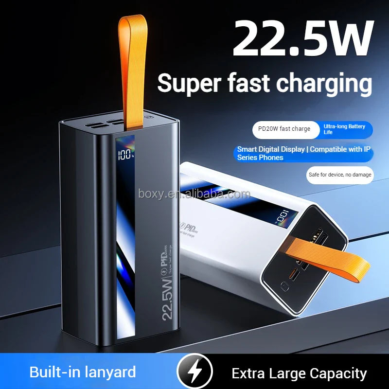 40000mAh Portable PowerBank with LED Digital Display 4USB Type-C Output USB C PD 22.5W Fast Charging Big Capacity Power Station