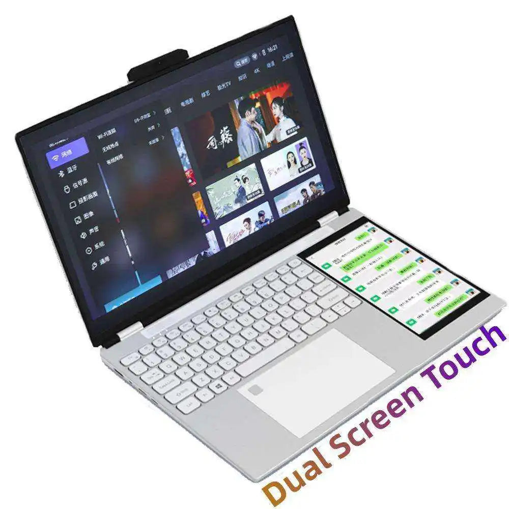 2026 Brand New 15.6Inch 7inch Double Monitor Intel N95 N95 RGB Backlit Keyboard Dual Screen Touch Game Office Business Laptops