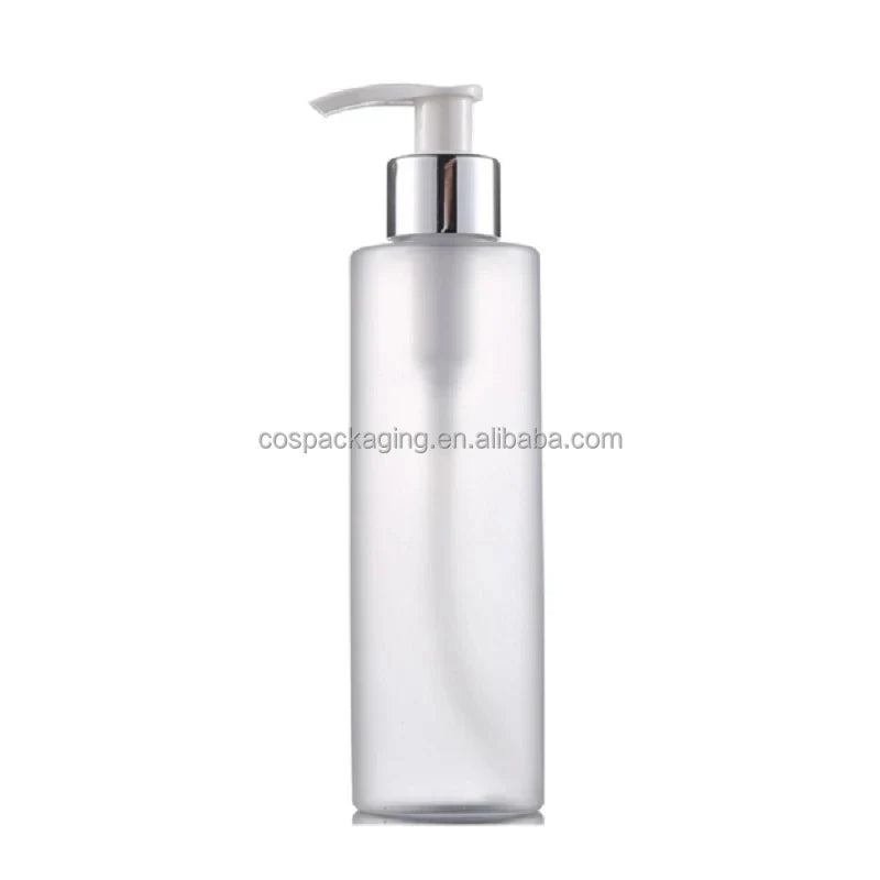 Clear Frost PET Plastic Bottle 100ML150ML 200ML Empty Cosmetic Shampoo Lotion Shower Gel Packaging Gold Pump Refillable Bottles