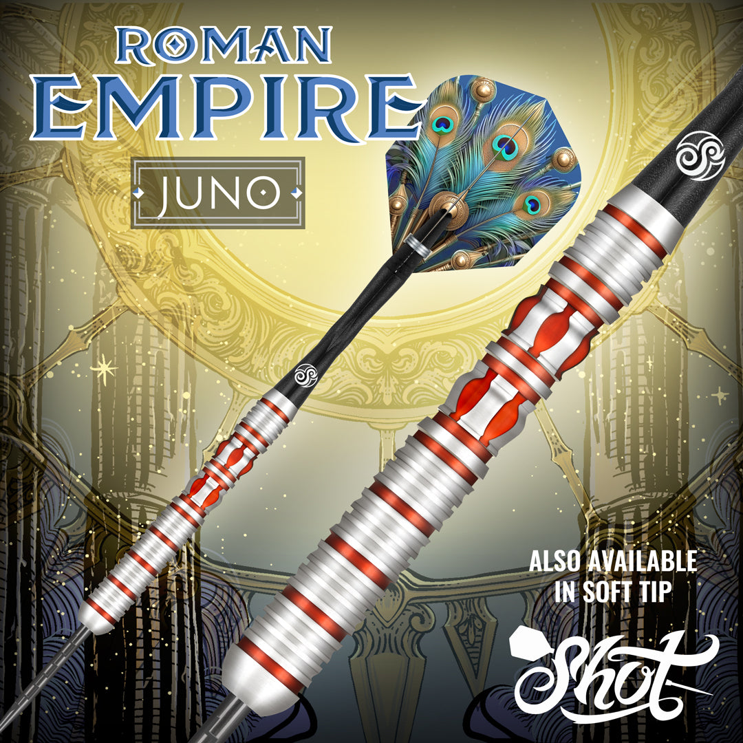 SHOT - Roman Empire Juno Steel Tip Darts - 90% Tungsten - 23g