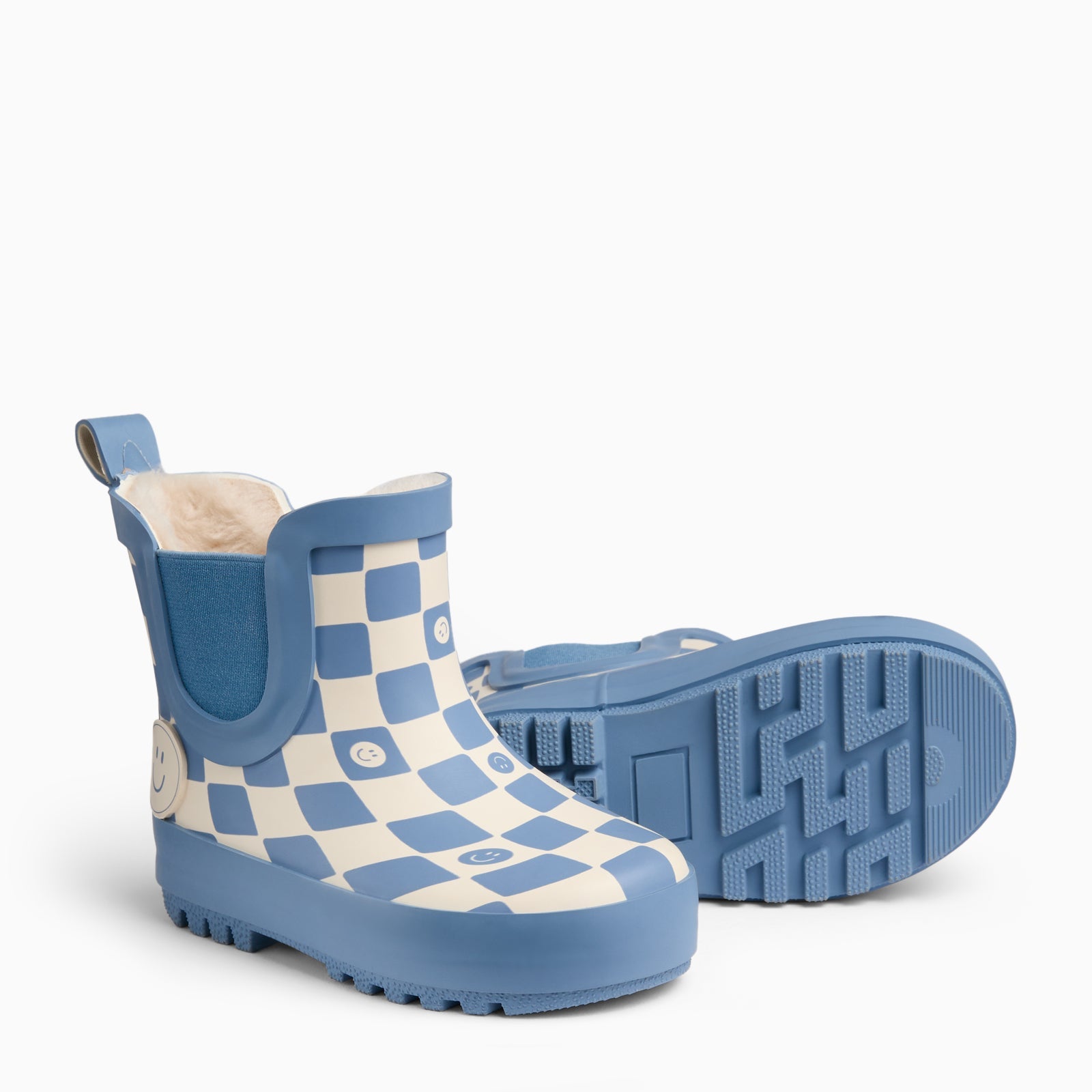 KIDLY by MORI Check Short Wellies - Blue