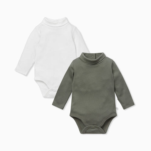 Khaki Cloud Roll Neck Bodysuit 2 Pack