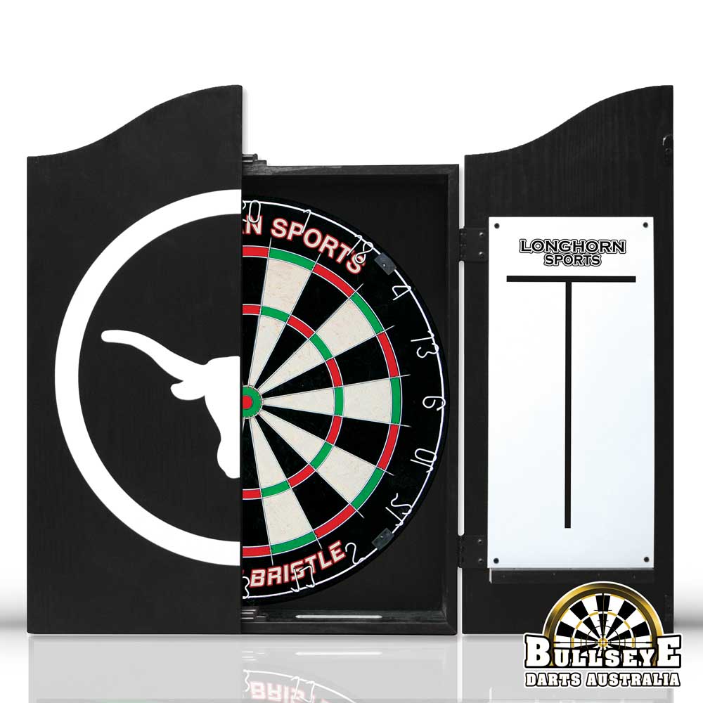 Longhorn Dartboard Cabinet, Dartboard and Darts Set