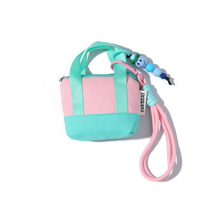 Dopamine Pink Mini Handbag Headphone Bag Storage Box Data Cable Protective Cover Organizer Bag Coin Card Holder Trendy