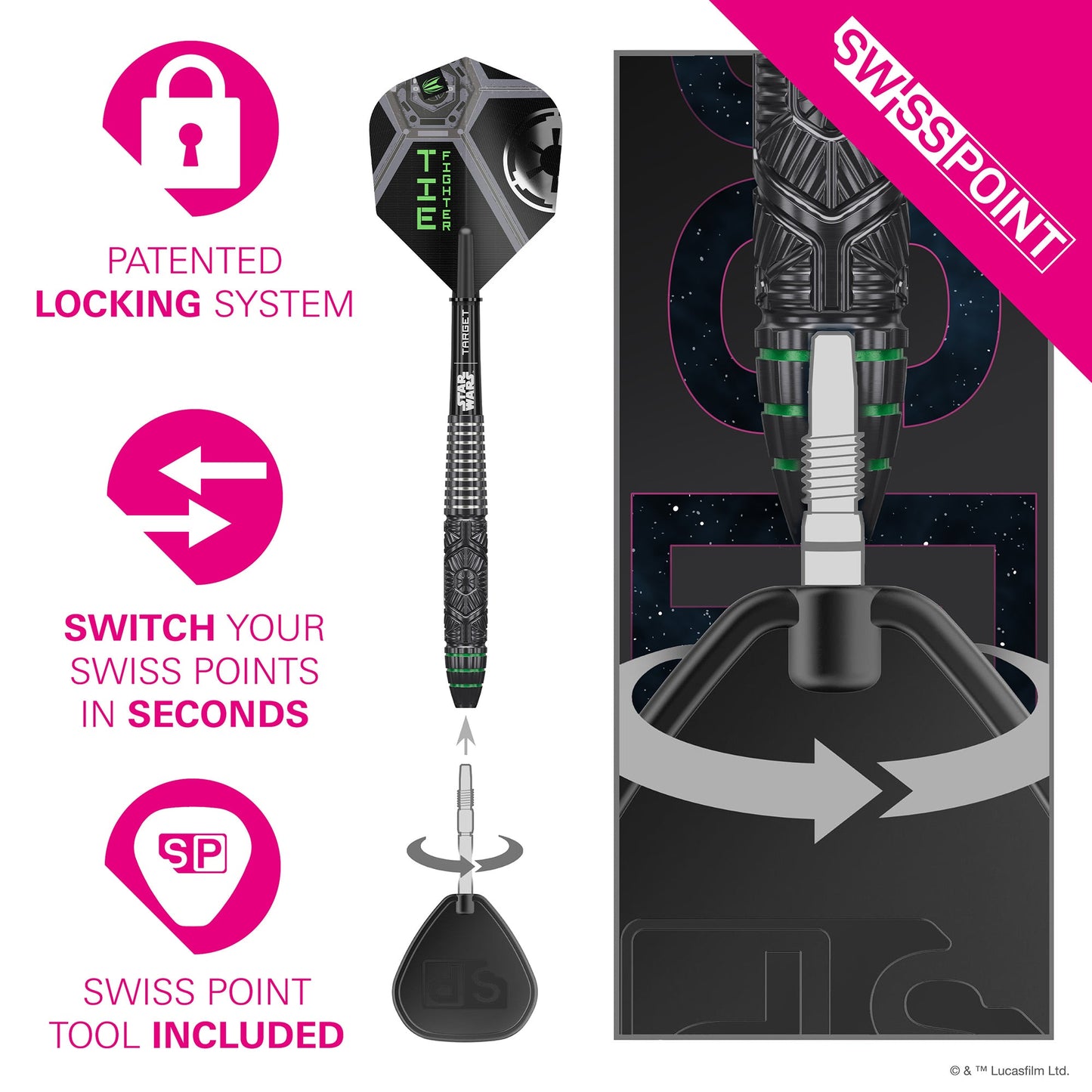 TARGET x STAR WARS - 25g - Tie Fighter - Steel Tip Swiss Point - 90% Tungsten Darts