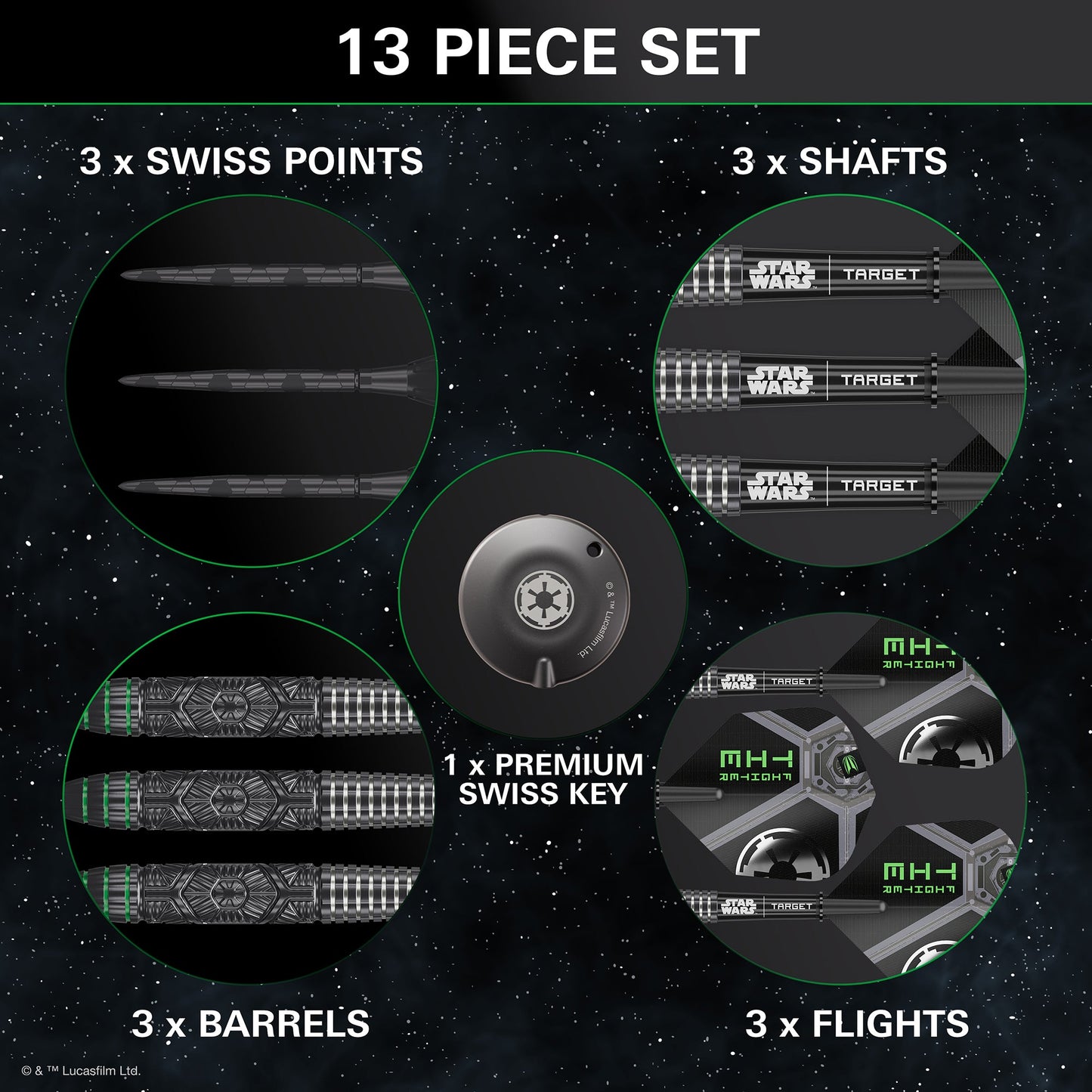 TARGET x STAR WARS - 23g - Tie Fighter - Steel Tip Swiss Point - 90% Tungsten Darts