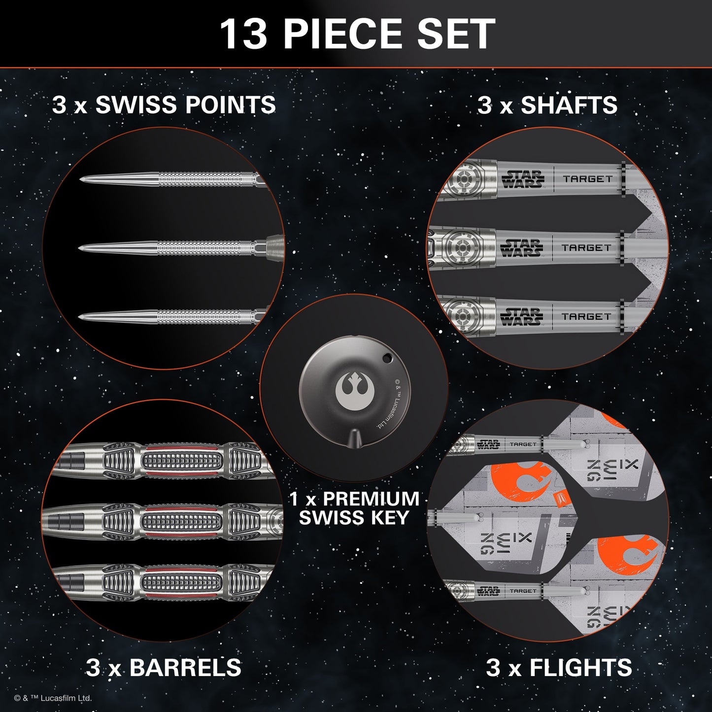 TARGET x STAR WARS - 22g - X WING - Steel Tip Swiss Point - 90% Tungsten Darts