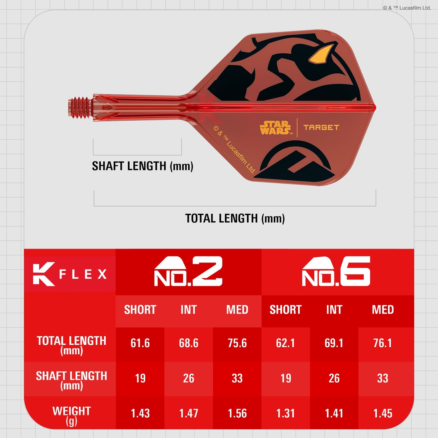 TARGET x STAR WARS - K-FLEX NO2 Shape - Darth Maul - All-In-One Moulded Flights