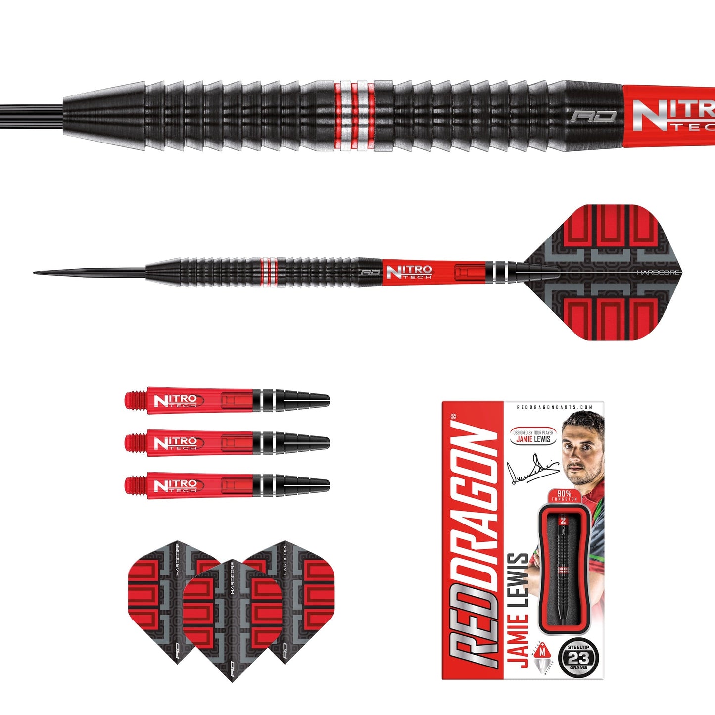 RED DRAGON - Jamie Lewis Special Edition Darts - 90% Tungsten - 23g
