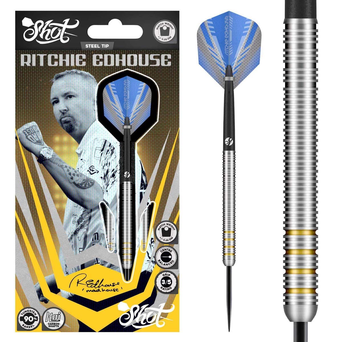 SHOT - 23g - Ritchie Edhouse - 90% Tungsten - Steel Tip Darts