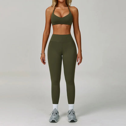 2Pcs Sets Women's Tracksuit Fitness Clothes Yoga Sets Sportswear Workout Bra High Waist Leggings Set Gym Clothing Sports Suits
