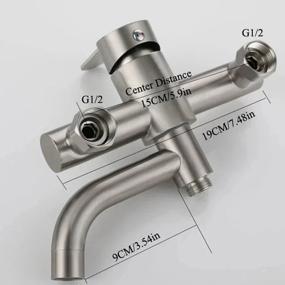 Bathroom Shower Faucets Stainless Steel Triple Bathtub Faucet Mixers Hot Cold Mixer Valve Nozzle Tap Wall Mounted Home Accessory
