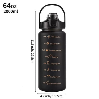 2000ml Large Capacity Plastic Water Bottle Frosted Gradient Water Bottle Outdoor Sports and Fitness Portable Water Kettles