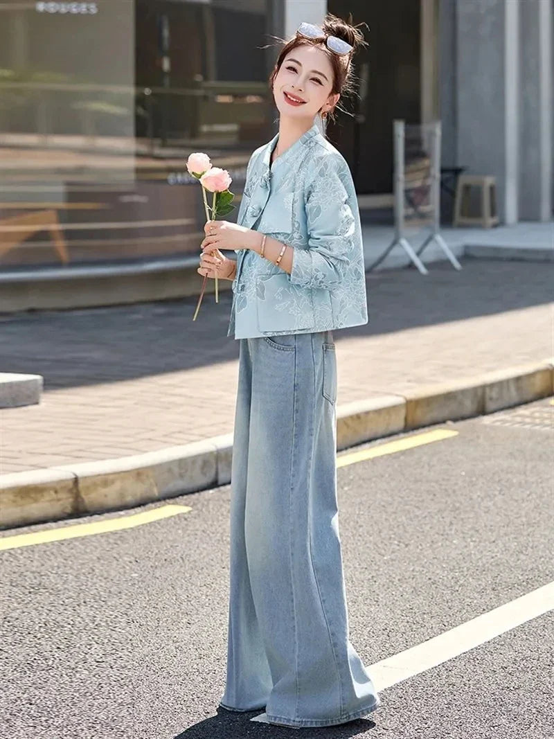 Chinese Style Jacket For Women 2025 Spring New Women Coat Small Fragrance Casual Short Jacket Top Women Embroidery Windbreaker