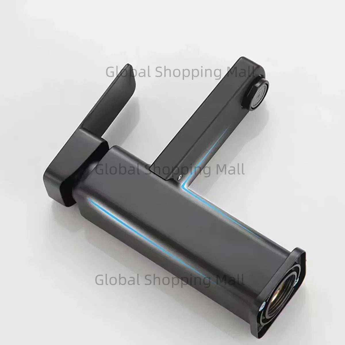 Bathroom Faucet Single Hole Single Handel Hot and Cold Water Mixer Tap Deck Mounted in Black and Chrome Square Basin TapBathroom