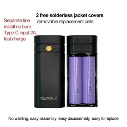 5V 2A 6000mAh 2X 18650 USB Type-C Battery Charger Case For Phone Electronic Charging DIY Not Including Batteries Power Bank Box