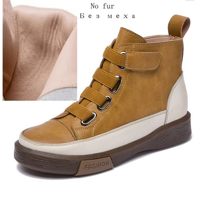 DIMANYU Ladies Shoes Sneakers Flat Fur Women Boots Winter Genuine Leather 2026 Retro Spring Ankle Boots For Women