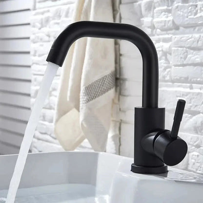 Bathroom Basin Faucet 304 Stainless Steel Hot Cold Wash Mixer Crane Tap 360 Rotation Sink Faucets Single Lever Tap For Bathroom