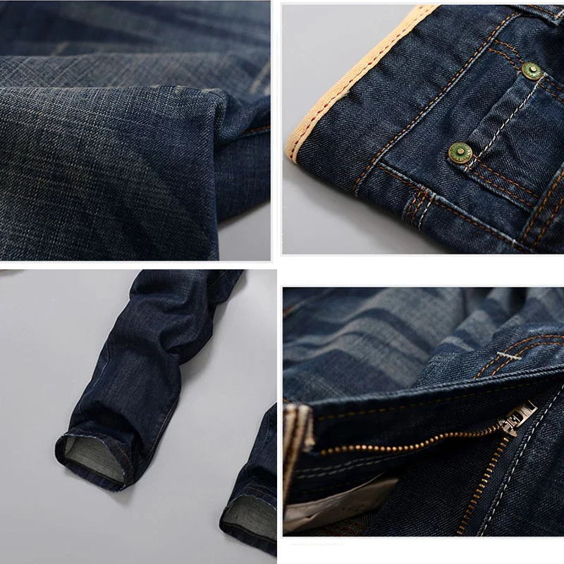 2025 New Men's Jean Spring Autumn Straight Trendy Pants Casual Denim Trousers Men Classic slim Stretch Jeans Fashion