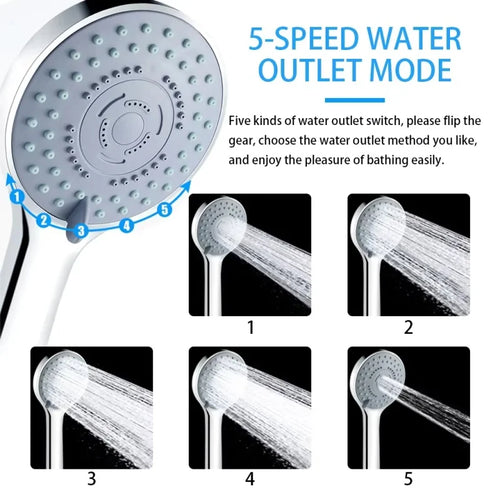 Bathroom Sprayer Shower Jet Shower Head Water Saving Portable Adjustable 5 Modes Spa Shower Bath Head Bathroom Accessories