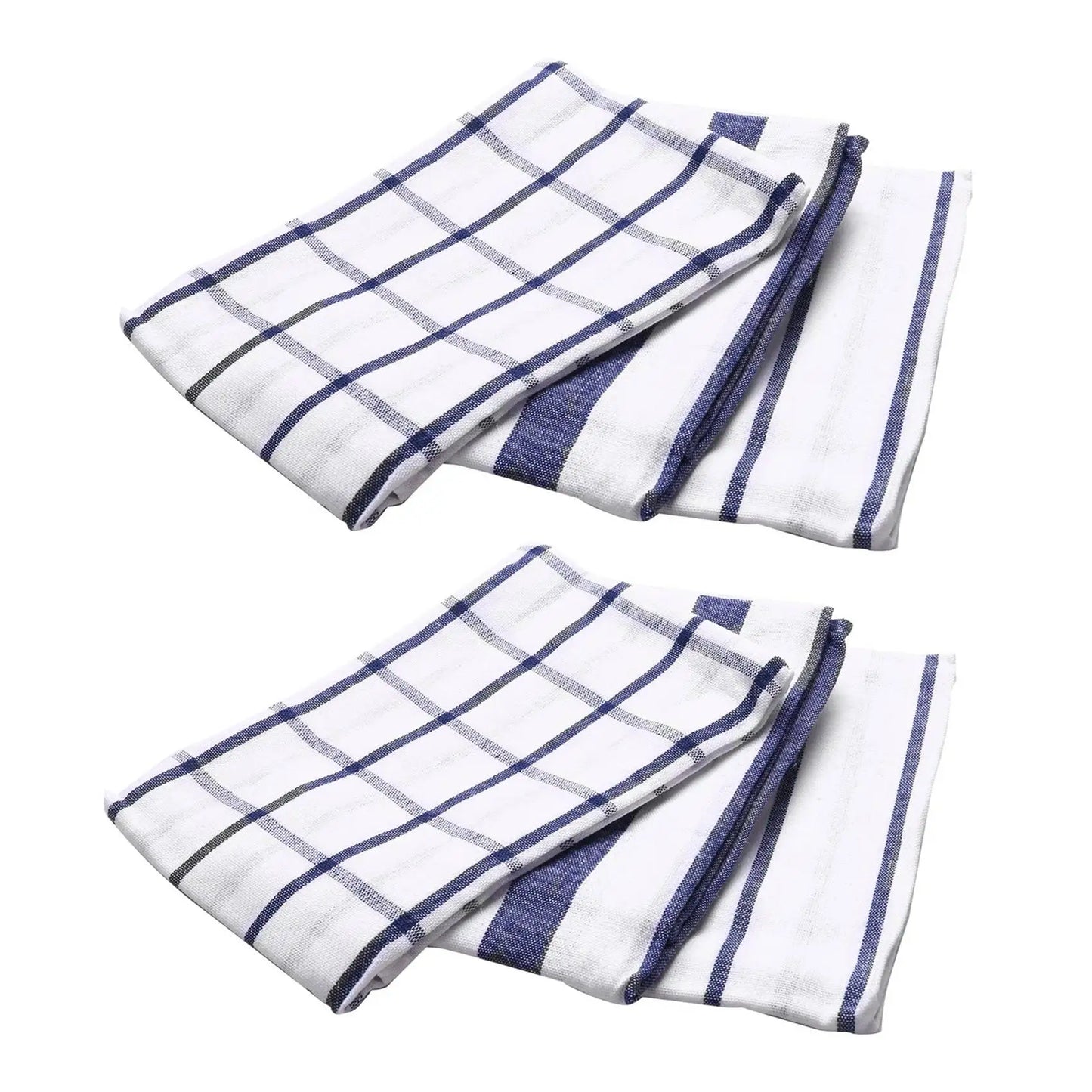 AFOURT-6Piece High Quality Blue White Plaid Striped Tea Towel Kitchen Towel Napkin Table Cloth 100% Cotton Woven Fabric