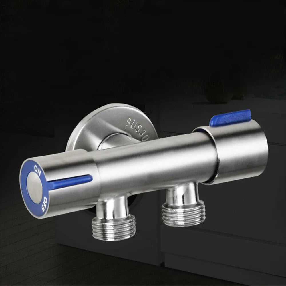 Bathroom Double  Handle Faucet  Dual Control  Stainless Steel Cold Water Faucet Bathroom Washing Machine Faucet Triangle Valve