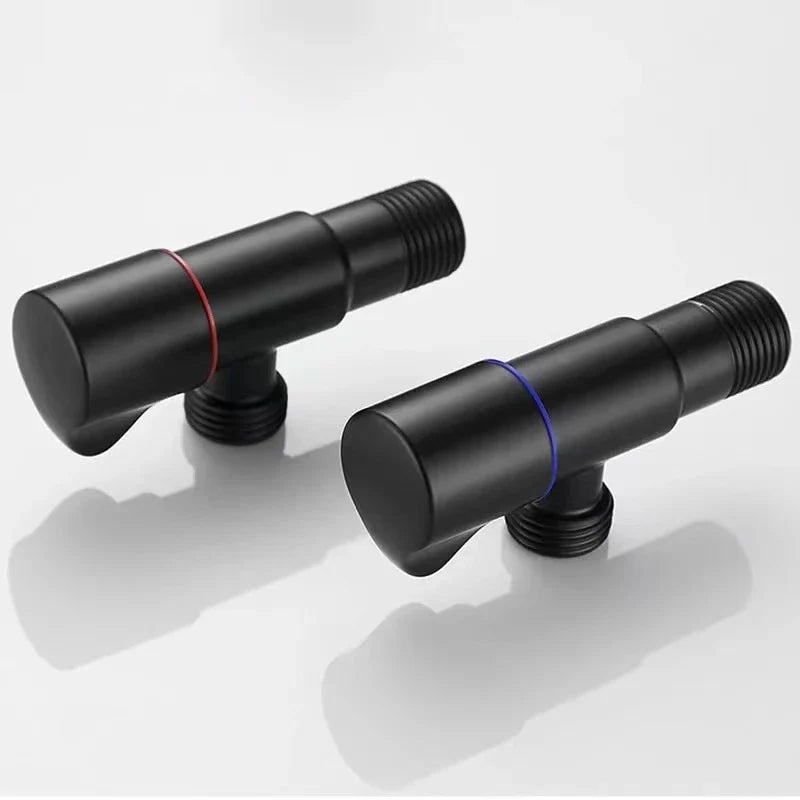 Black Stainless Steel Bathroom Filling Angle Valve G1/2 Threaded Standard Male Corner Bidet for Kitchen Cold Hot Tap Accessories