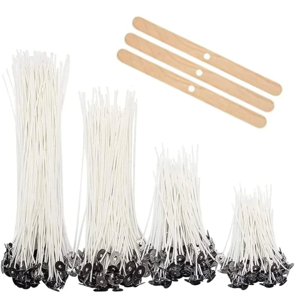 53pcs Candle Wicks Holder Waxed Cotton Candle Wicks Set with Stand Original Smokeless Candle Wicks Soy Oil Wax Core Woven Making