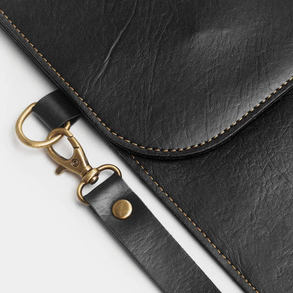 Custom Slim Genuine Leather Laptop Sleeve Button Closure Laptop Cover Notebook Holder Office Travel Document File Bag