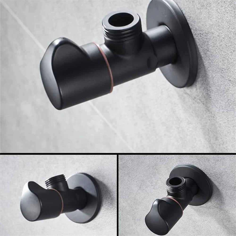 Black Stainless Steel Bathroom Filling Angle Valve G1/2 Threaded Standard Male Corner Bidet for Kitchen Cold Hot Tap Accessories