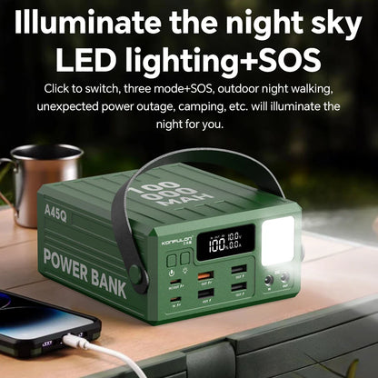 100000mAh Power Bank PD 100W USB C Fast Charge Large Capacity 22.5W  with 7 Outputs & LCD Display Battery Bank Outdoor Camping