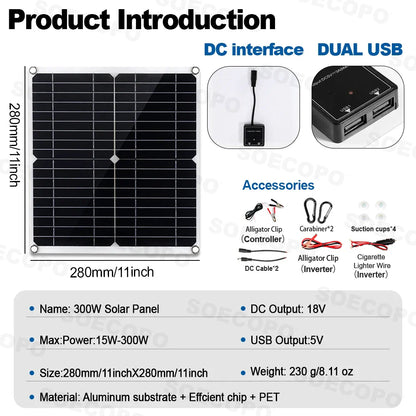 10000W Solar Power Complete Kit 12V To 220V Inverter100A Controller 300W Panel System for Home/RV/Camping  Full House Generator