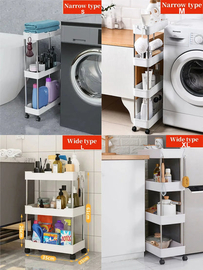 1pcs 3/4 Tier Rolling Utility Cart Storage Shelf Movable Gap Storage Rack Kitchen Bathroom Slim Slide Organizer Shelf Livingroom