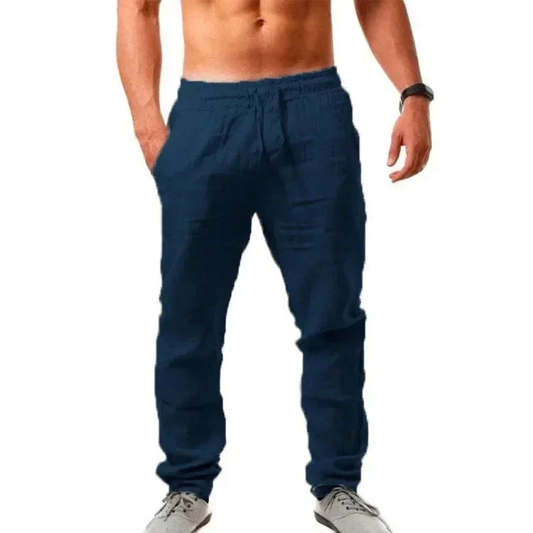 2024 Spring/Summer New Men's Cotton Linen Pants Summer Fashion Casual Solid Color Loose Plus Size M-4XL