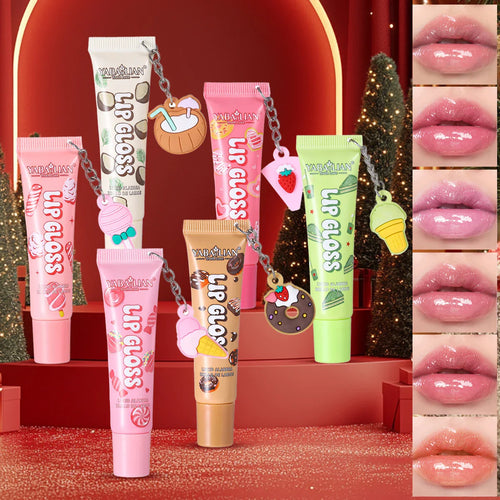 6 Colors Random Hair Moisturizing Fruit Scent Lip Gloss Long-Lasting Waterproof Liquid Lipstick Makeup Valentine's Day gift