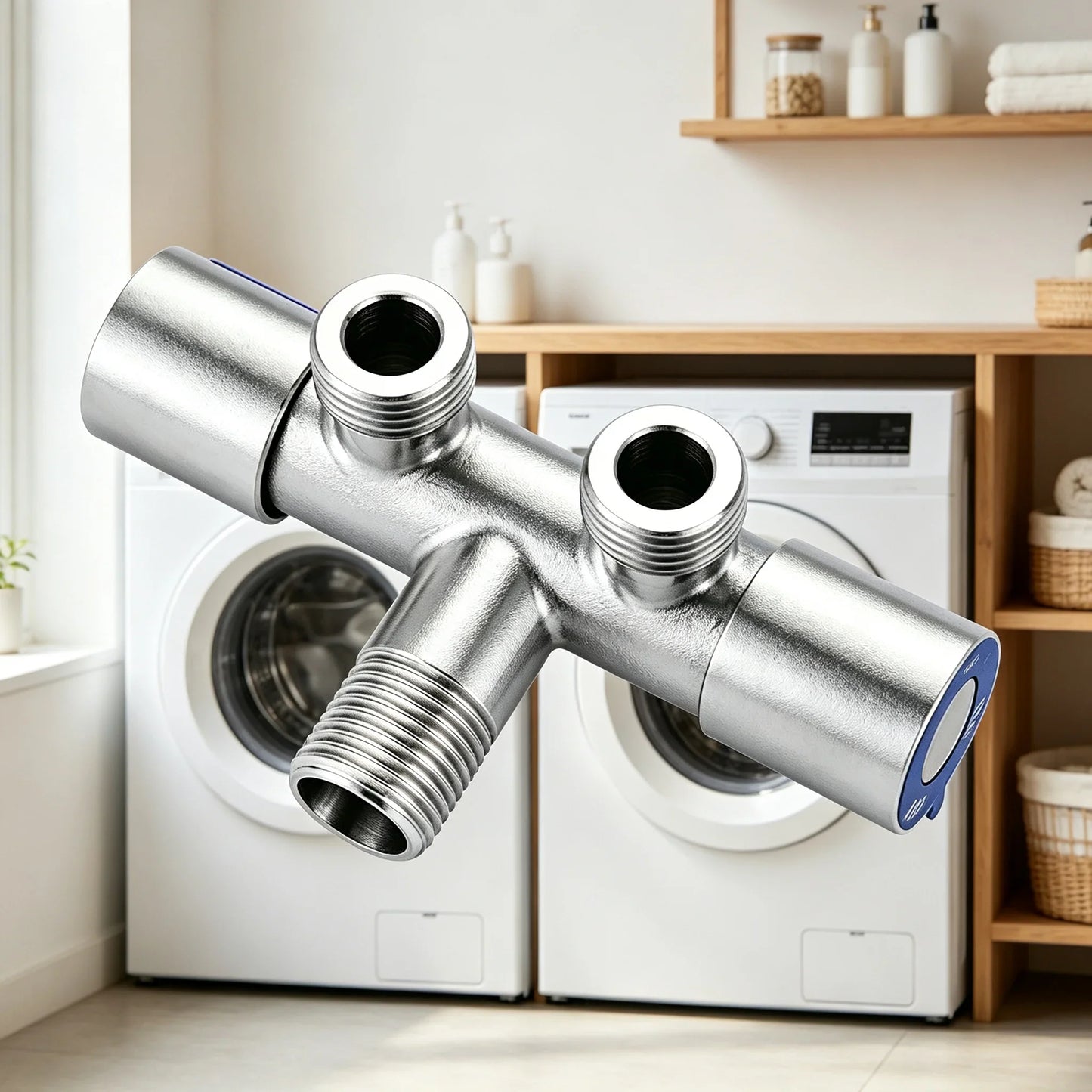 Double Handle Stainless Steel Cold Water Faucet Bathroom Washing Machine Faucet