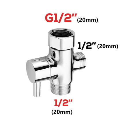 3-way G1/2 Shower Diverter Valve Water Separator Shower Tee Adapter Adjustable Faucet Switcher Bathroom Replacement Part