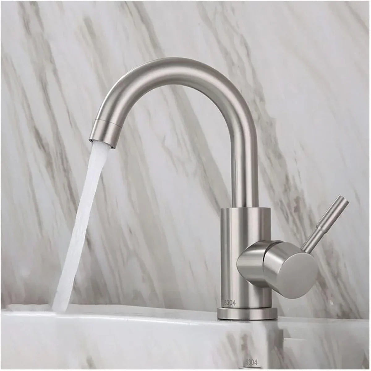 Bathroom Basin Faucet 304 Stainless Steel Hot Cold Wash Mixer Crane Tap 360 Rotation Sink Faucets Single Lever Tap For Bathroom