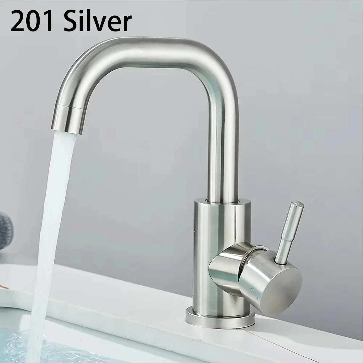 Bathroom Basin Faucet 304 Stainless Steel Hot Cold Wash Mixer Crane Tap 360 Rotation Sink Faucets Single Lever Tap For Bathroom