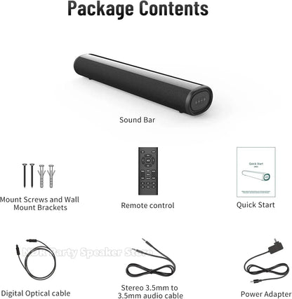 50W SoundBar for TV Deep Bass Small Soundbar TV Speaker Home Theater Surround Sound System HDMI/Bluetooth/Optical/Aux Connection