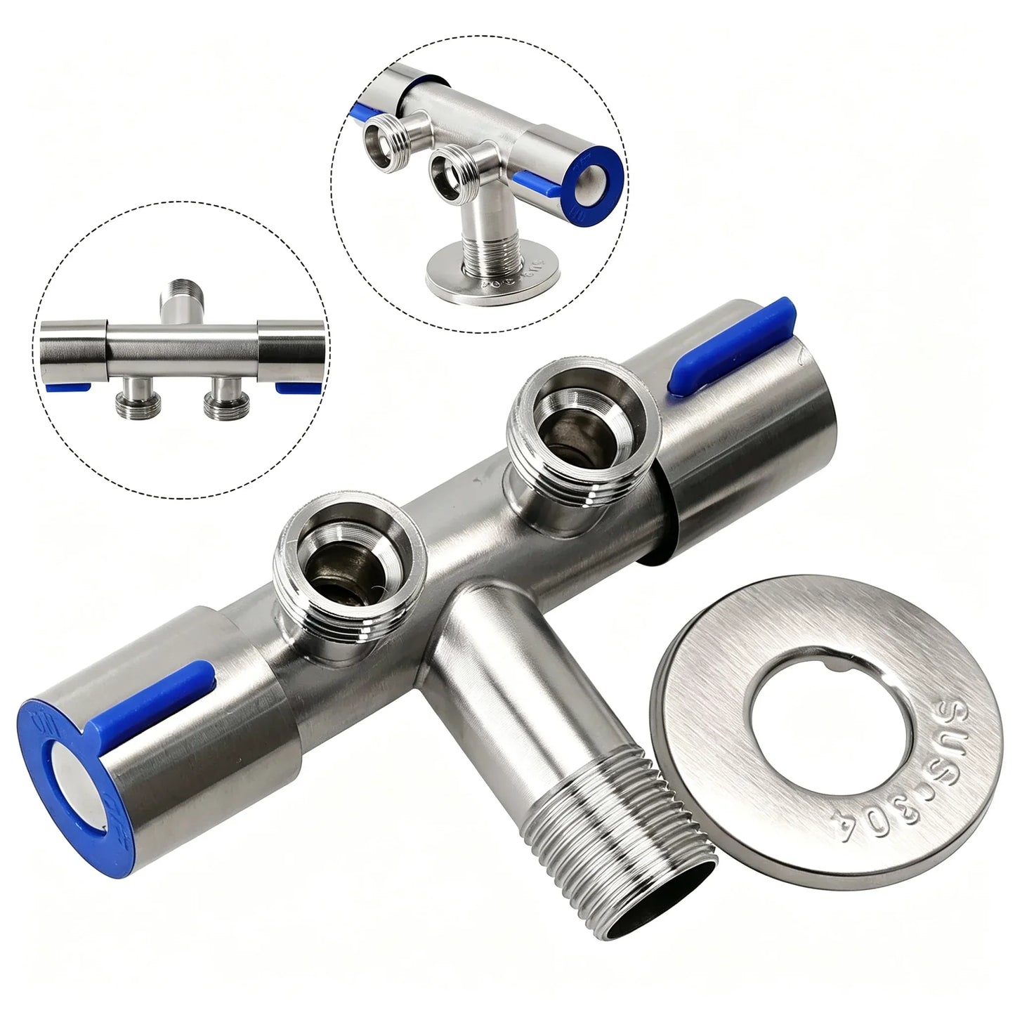 Double Handle Stainless Steel Cold Water Faucet Bathroom Washing Machine Faucet