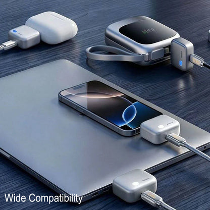 1pcs  Charging Power Bank with Detachable Wall Plug, Portable Charger with Built-in Charging Cable,Smart Auto Disconnect Tech