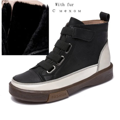 DIMANYU Ladies Shoes Sneakers Flat Fur Women Boots Winter Genuine Leather 2026 Retro Spring Ankle Boots For Women